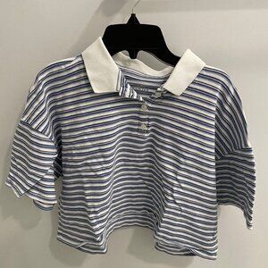 Hollister Cropped Striped Collar Tee